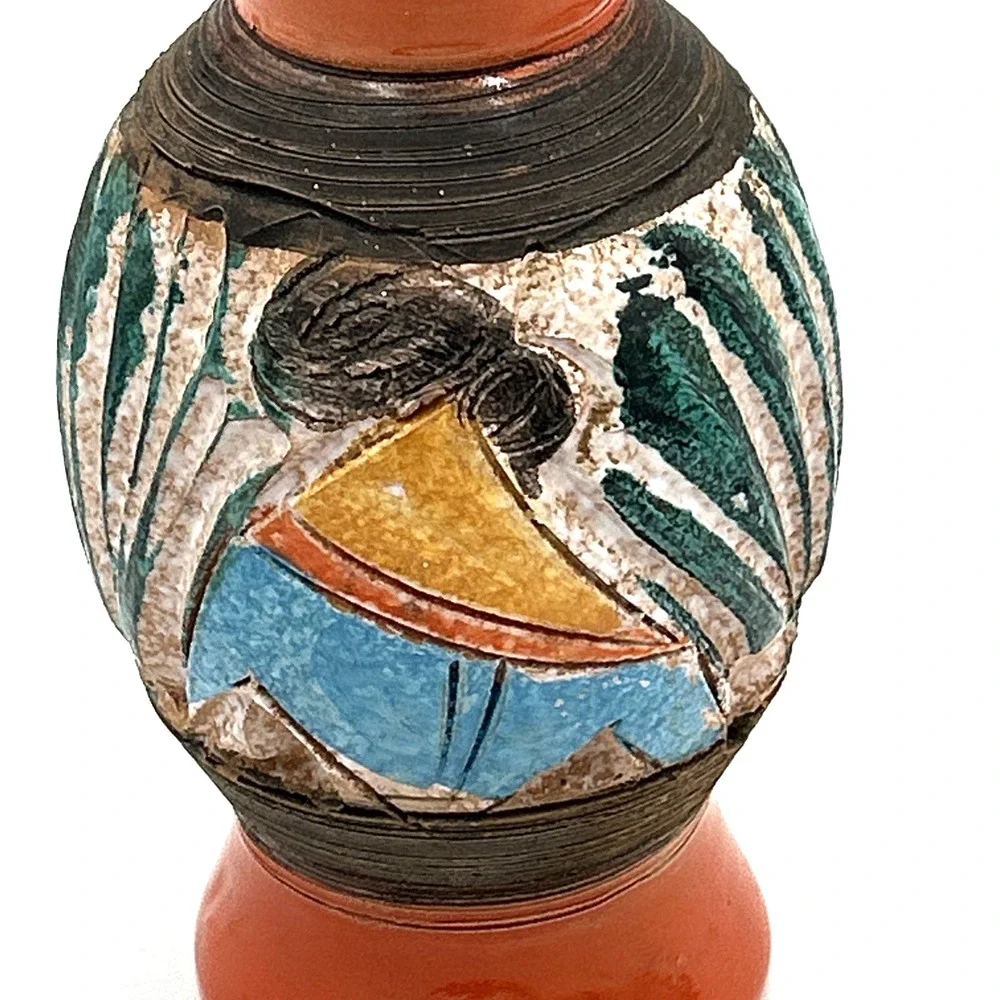 Vtg Fratelli Fanciullacci  Italian Pottery Vase Sgraffito Textured Stylized MCM